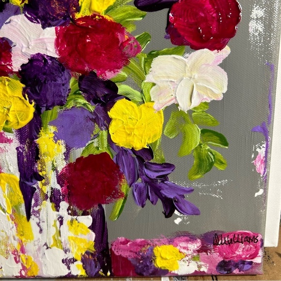 Original Acrylic Canvas Art Bountiful Boquet Impressionism - Picture 13 of 14